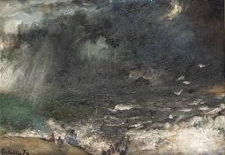 Paul Mathias Padua 1903 Salzburg - 1981 Rottach-Egern Wolken am Sylter Strand Öl auf Hartfaser; H 60