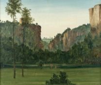 Theo Champion Düsseldorf 1887 - 1952 Romantische Landschaft Öl auf Lwd; H 37 cm, B 45,5 cm; signiert