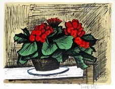 Bernard Buffet 1928 Paris - 1999 Tourtour/Südfrankreich Blumenstilleben Farblithografie auf