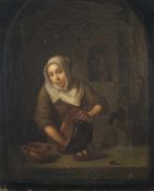 Maler des 18. Jh. Magd in der Küche Öl auf Lwd; H 29 cm, B 24 cm Painter of the 18th century Maid in