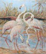 Leopold Hanns Ballabene Maler der Mitte des 20. Jh. Flamingos Öl auf Holz; H 72 cm, B 62,5 cm;