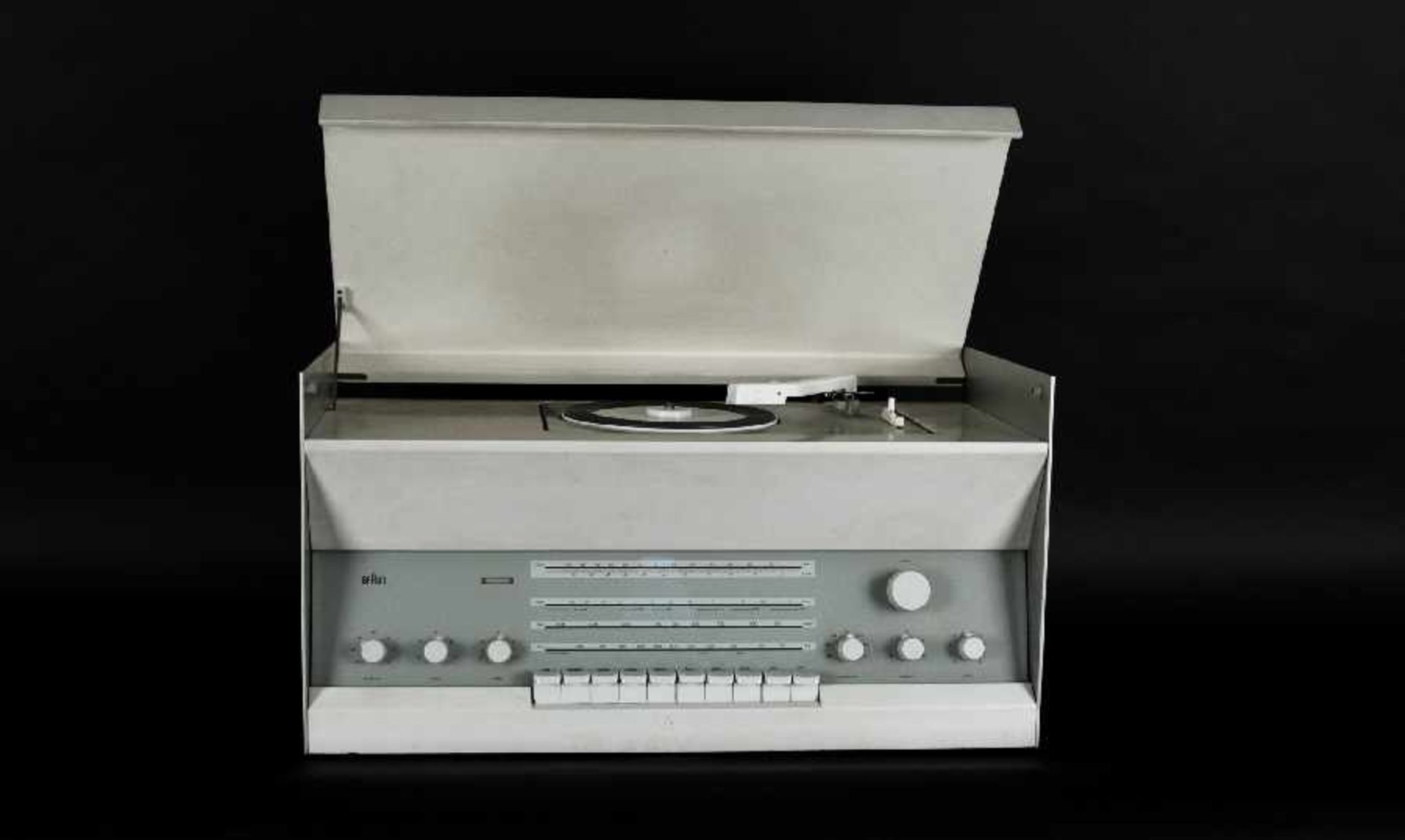 Dieter Rams/Hans Gugelot Atelier 3 (Braun) Stereoanlage mit Schallplattenspieler, Metall, Kunststoff