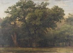 Friedrich August Kessler 1826 Tilsit - 1906 Düsseldorf Alte Eichen Öl auf Lwd über Malpappe; H 33