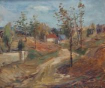 Max Schwimmer 1895 - 1960 Dörfliche Landschaft Öl auf Lwd; H 41 cm, B 47 cm; signiert u. r. "
