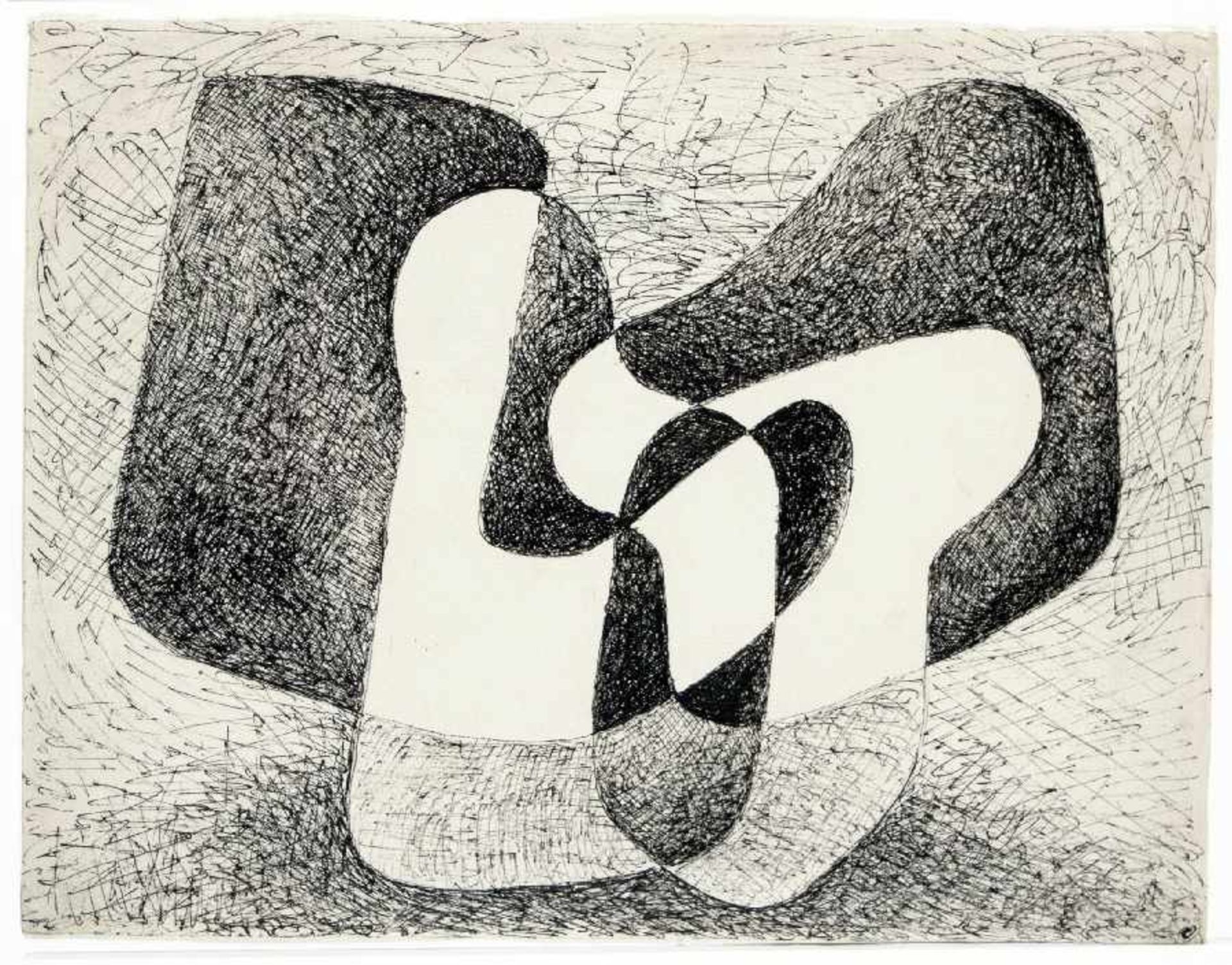 Curt Lahs 1893 - 1953 Abstrakte Komposition Tusche auf Papier; H 238 mm, B 312 mm; signiert u. r. "