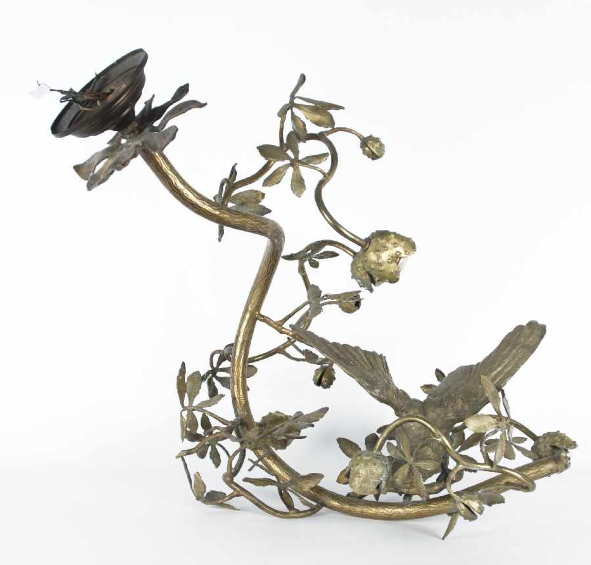 Manufaktur der 1. Hälfte des 20. Jh. Deckenlampe "Raubvogel im Geäst" Messing; H 70 cm; - Bild 3 aus 3