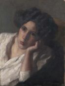 F. J. Klemm Bildnis einer jungen Frau Öl auf Lwd; doubliert; H 44 cm, B 31cm; signiert u.r. "F J