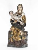 Bildschnitzer wohl des 17. Jh. Maria mit dem Kind Holz, beschnitzt und farbig gefasst; H 100 cm, B