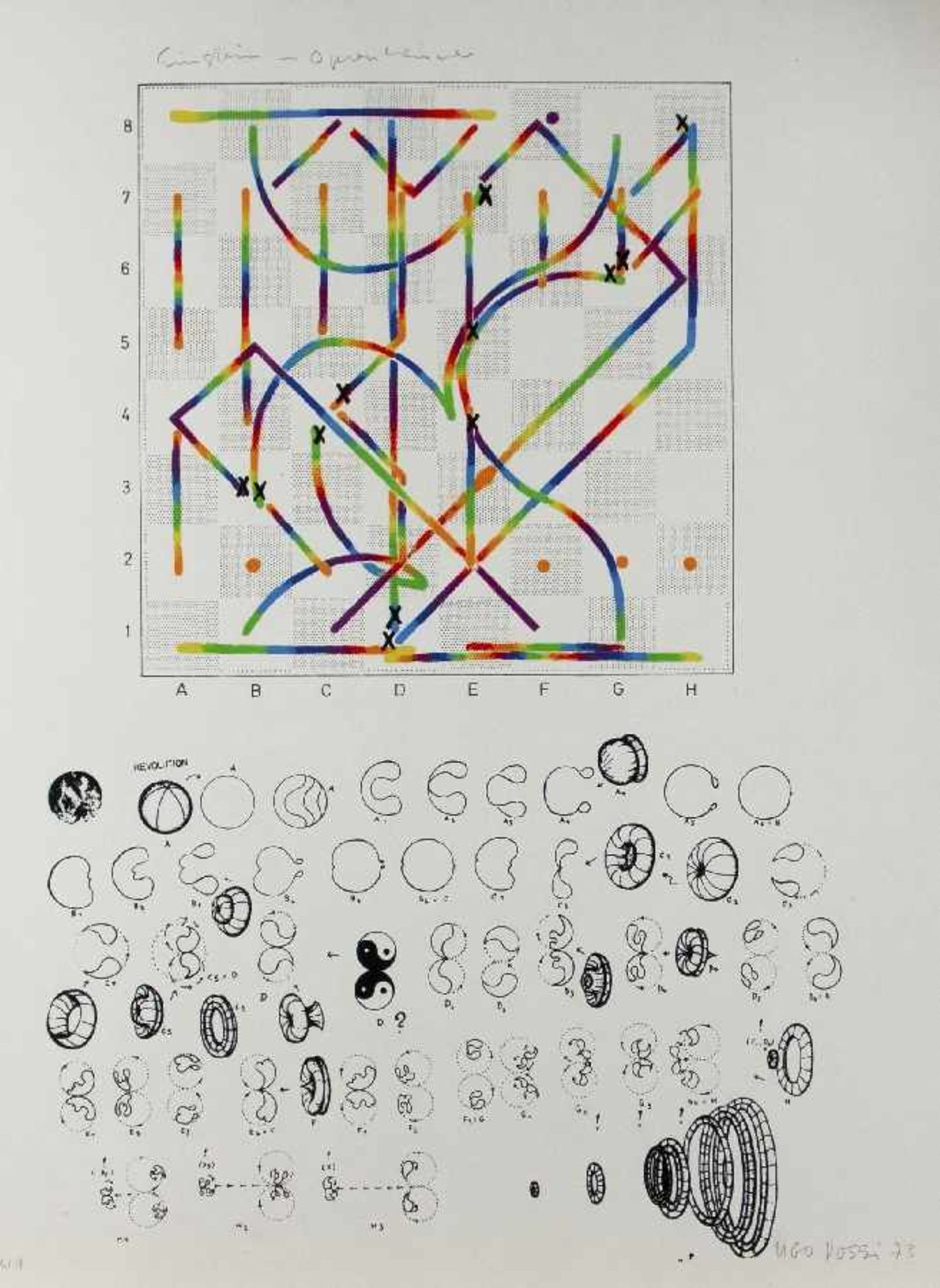 Ugo Dossi 1943 München 10 weltberühmte Schachpartien 10 Farblithografien auf Papier, 1973; H je