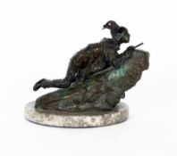 Carl Kauba 1865 - 1922 Indianer Bronze; H 15,5 cm, L 20 cm, B 10 cm; bezeichnet "CKauba" Carl