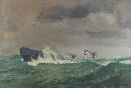 Maler der 30er/40er Jahre Auf nördlichem Kurs (U-Boot) Öl auf Lwd; H 55 cm, B 81 cm Painter of the