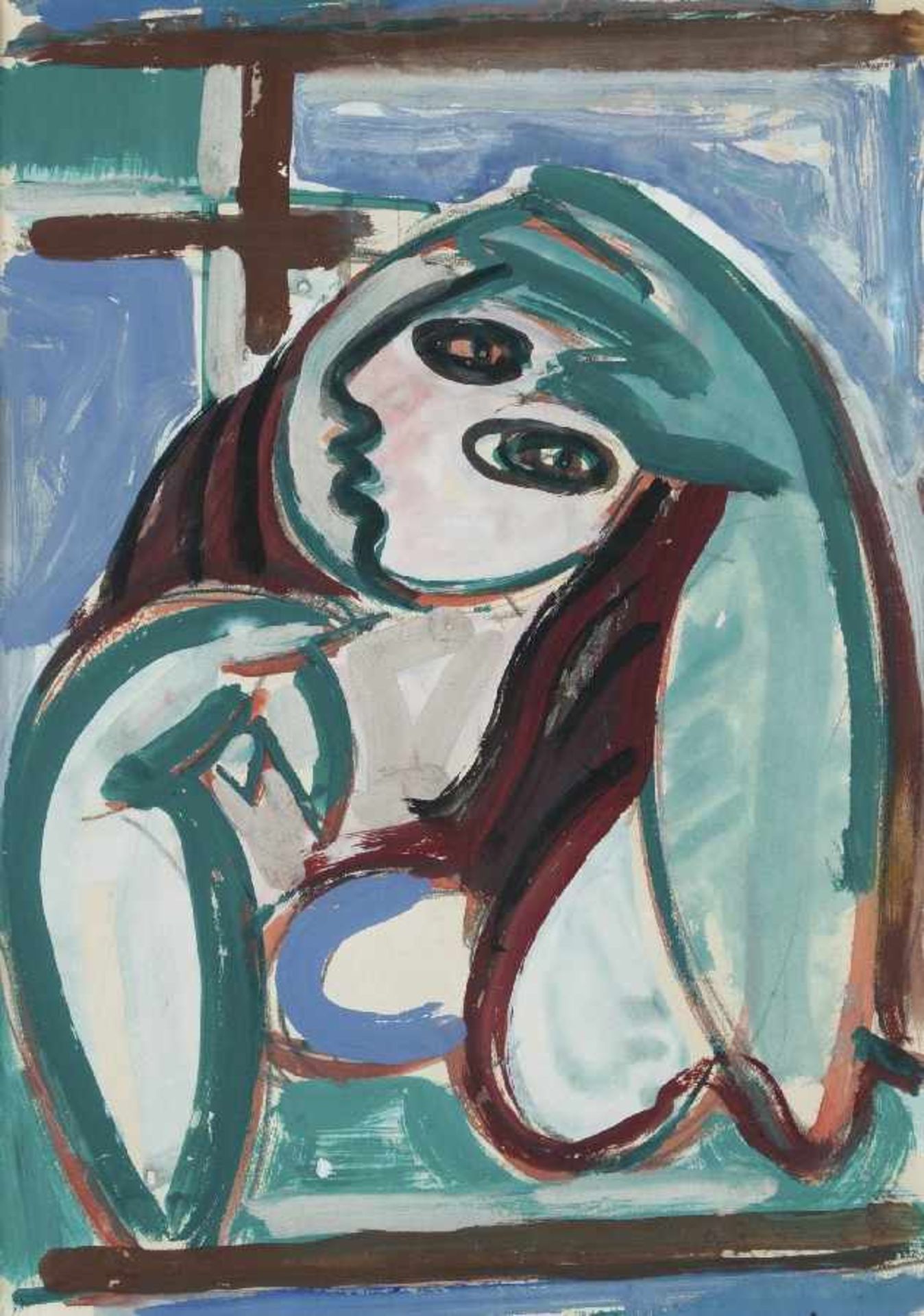 Anton Räderscheidt Köln 1892 - 1970 Femme avec les bras levé Mischtechnik, Zeichnung und Gouache auf