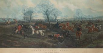 Nach John Sturgess Over a Stiff country. Fox hunting plate 3 Kupferstich auf Papier, koloriert; H