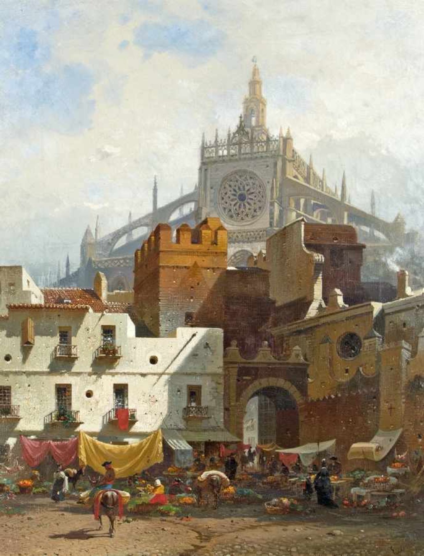 Friedrich Eibner 1825 - 1877 An der Kathedrale von Sevilla Öl auf Lwd; H 47 cm, B 36,5 cm;