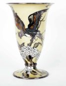 Porzellanmanufaktur Rosenthal Vase mit Papageimotiv in asiatischem Stil Porzellan, silberbelegt