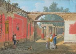 Xavier della Gatta Interno di una casa particulare à Pompej Gouache auf Papier; H 220 mm, B 310