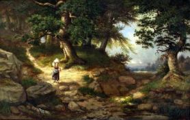 Ed. Schleiden Maler des 19. Jh. Im alten Wald Öl auf Lwd; H 57,5 cm, B 90 cm; bezeichnet u. l. "
