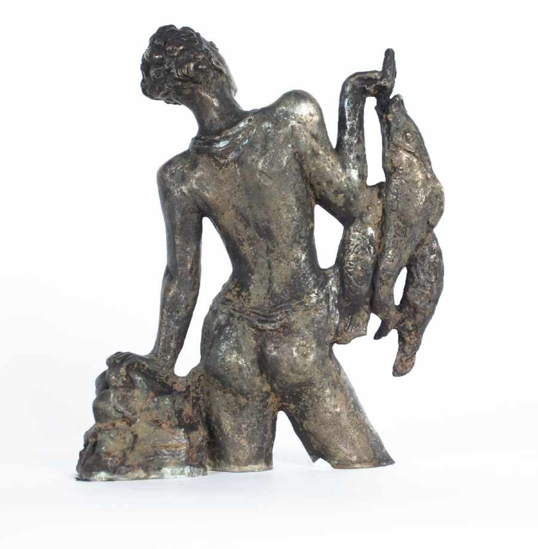 Lou Albert Lazard 1885 - 1969 Pêcheur avec son poissons Bronze, um 1930; H 30 cm; bezeichnet "x", am - Image 2 of 2