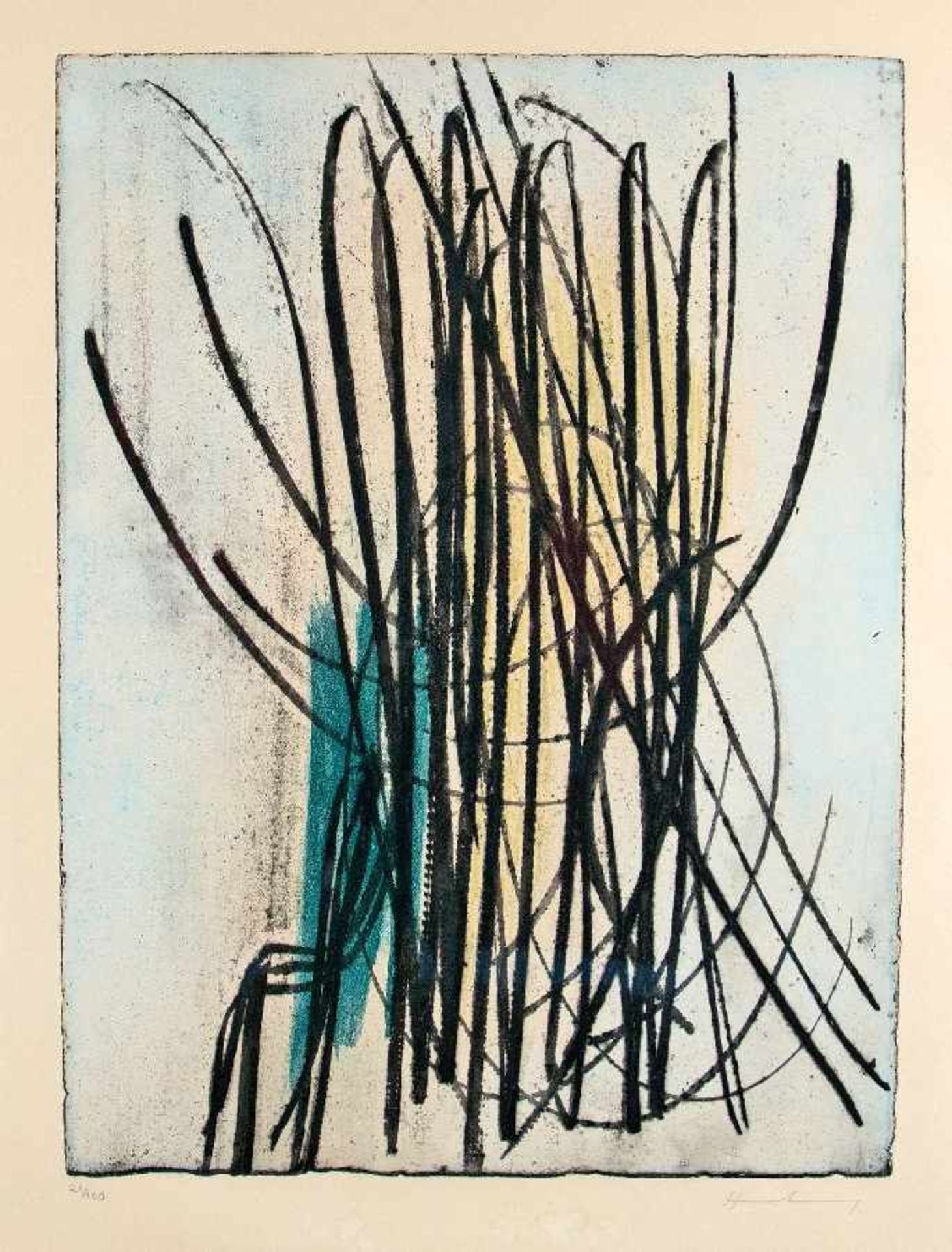 Hans Hartung 1904 Leipzig - 1989 Antibes Sans Titre Farbradierung auf Arches-Bütten, 1957; H 423 mm,