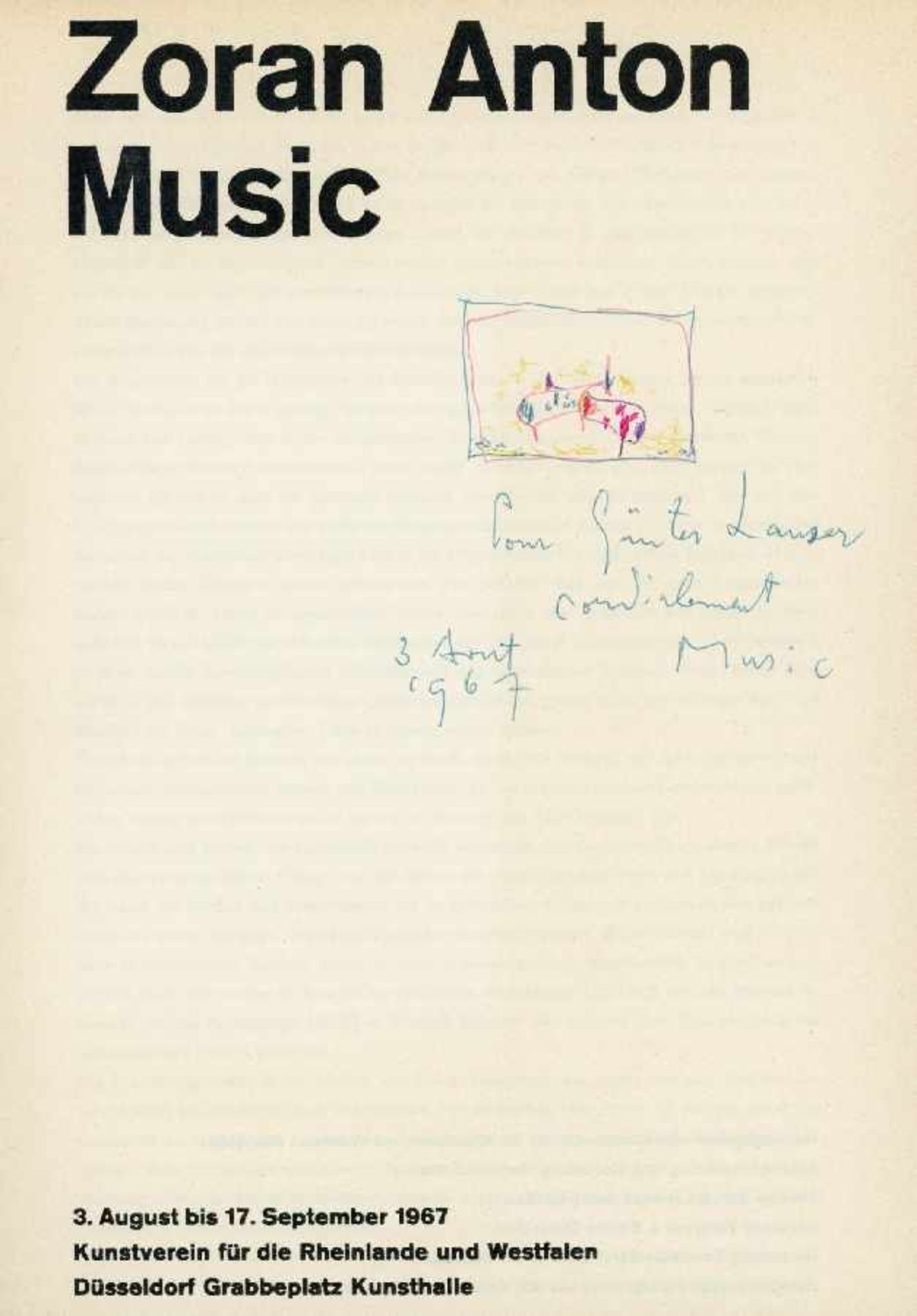 Zoran Music/Heinz Te Laake/Michel Carré Gelegenheitszeichnungen 3 Kataloge; jeweils auf der