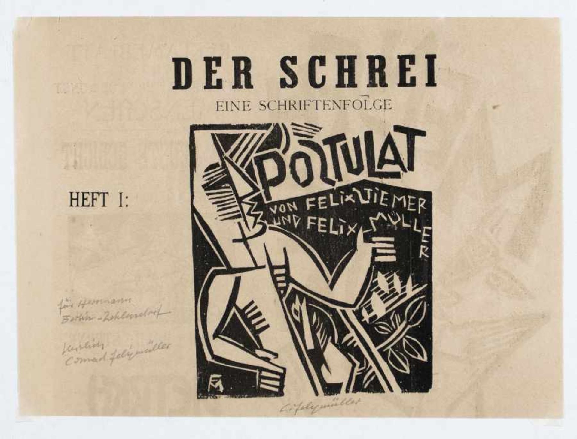Conrad Felixmüller 1897 Dresden - 1977 Berlin Der Schrei/Postulat Holzschnitt auf Papier; H 188
