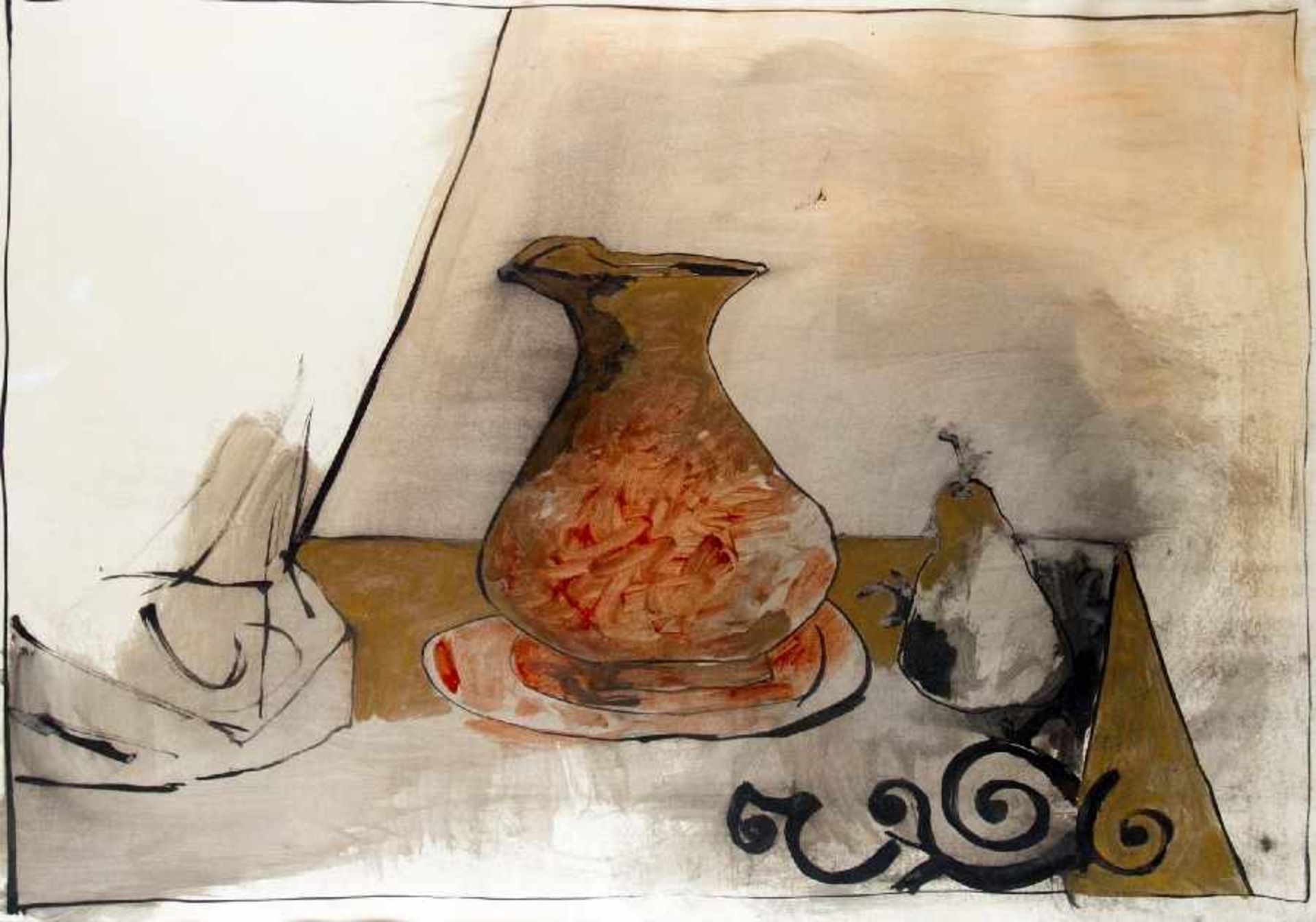 Jorge Castillo 1933 Pontevedra (Spanien) Stilleben mit Birne und Vase Aquarell auf Papier; H 692 mm,