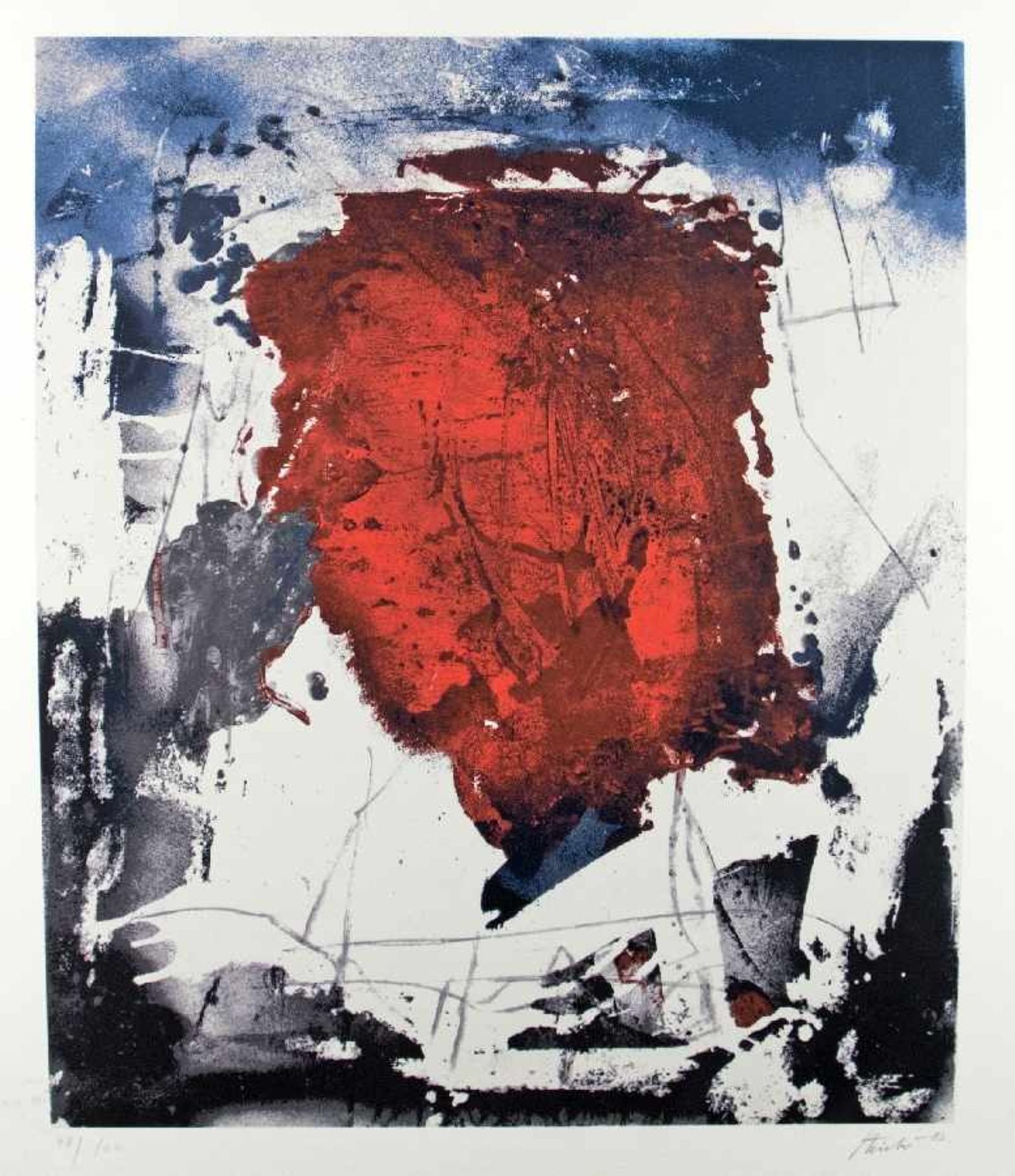 Fred Thieler1916 Königsberg - 1999 Berlin"W 82" (Abstrakte Komposition mit rotem Zentrum)