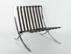 Mies van der Rohe1886 Aachen - 1969 ChicagoBarcelona ChairStahl mit Lederriemen; H 74 cm, B 74 cm, T