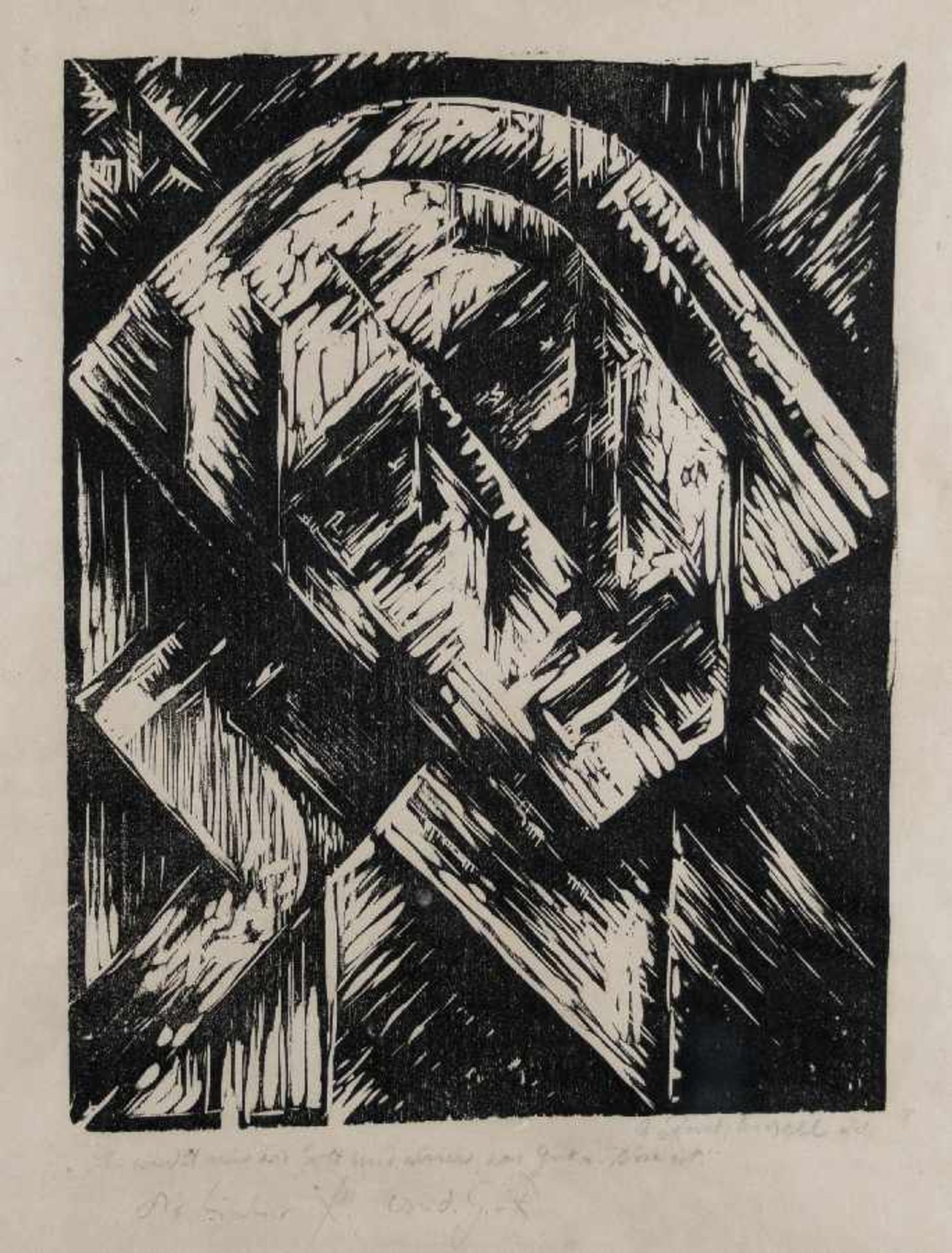 Expressionist der 20er JahreBildnisHolzschnitt auf Papier; H 245 mm, B 190 mm; u. r. bezeichnet,