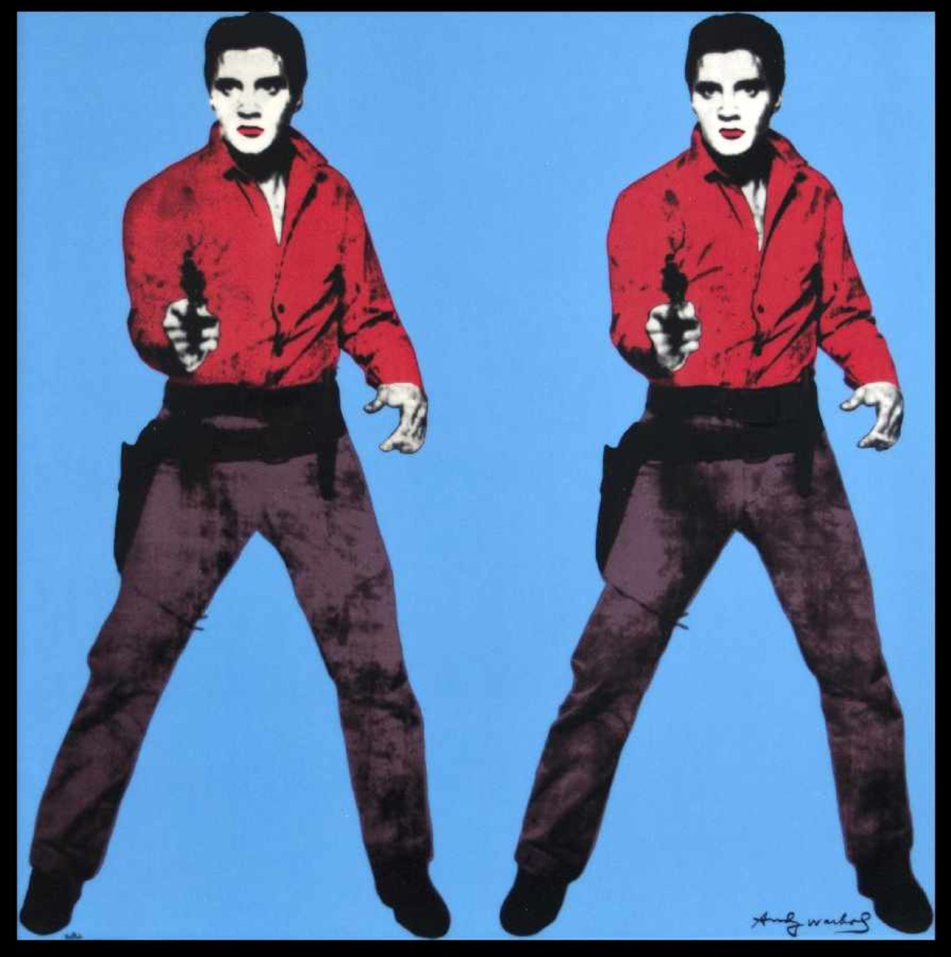 Nach Andy Warhol1928 - 1987Wandbild Elvis - stehend BlauPorzellanplatte der Edition Rosenthal Studio