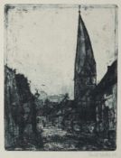 Emil Nolde1867 Nolde - 1956 SeebüllSchiefer Turm in SoestRadierung auf Papier; H 194 mm, B 148 mm;