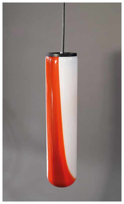 VeArt, Venezia Hängeleuchte 1970er Jahre Transparent orangefarbenes und opak weißes Glas.