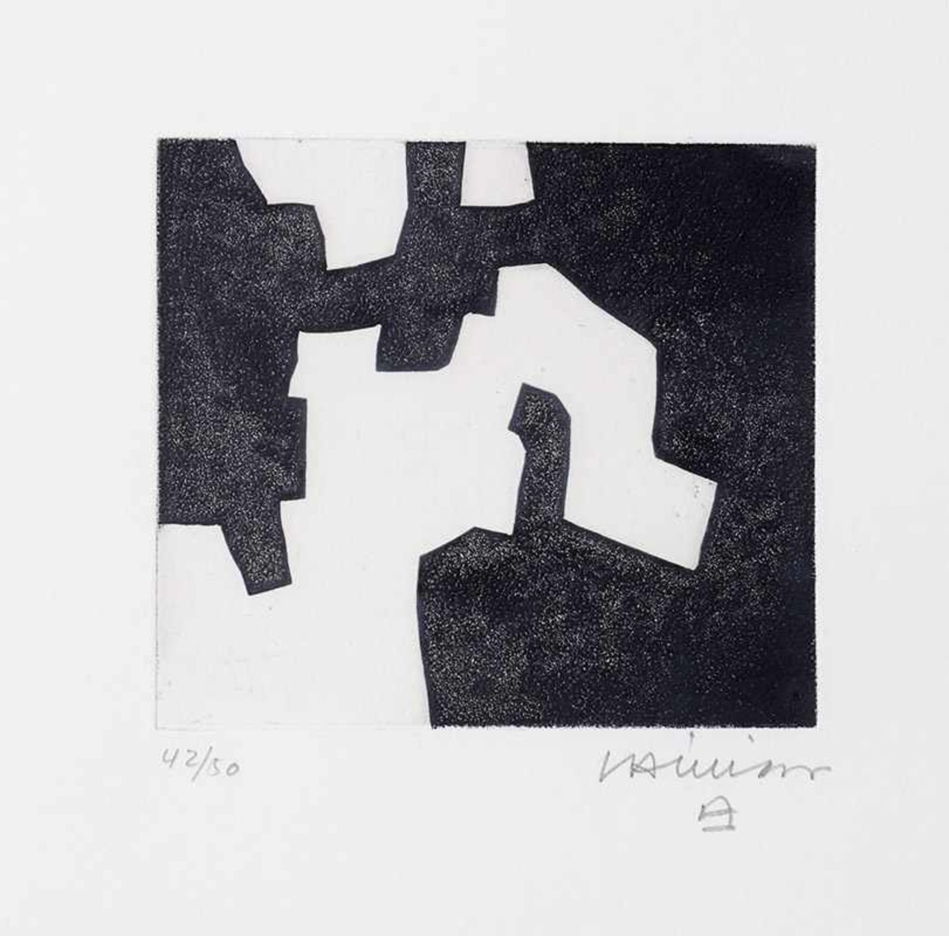 Elkar IIIEduardo Chillida* (1924-2002)1969Radierung. Platte 11,3 x 12,8 cm, Blatt 42 x 39,5 cm.