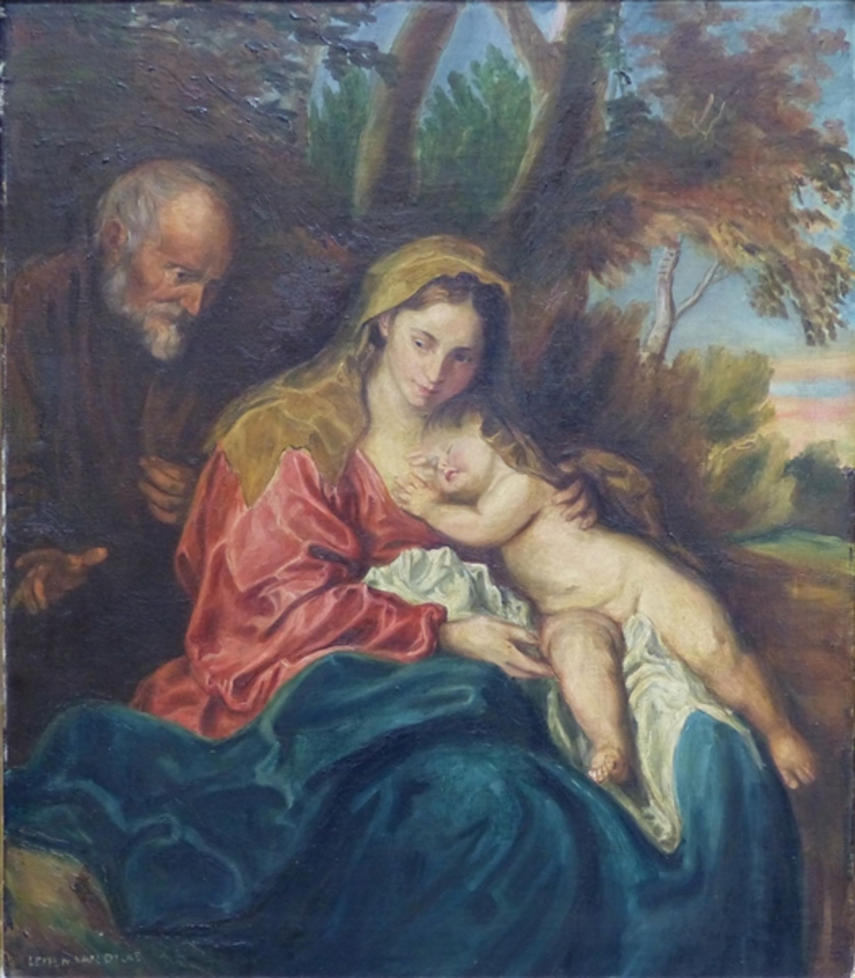 Lettl, Wolfgang 1919 Augsburg 2008, Öl auf Leinen, Madonna mit Kind, nach einem Gemälde von