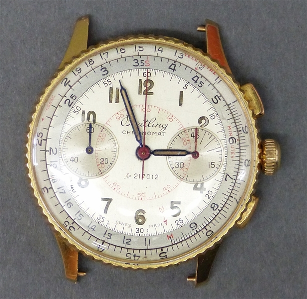 Herrenarmbanduhr Vintage 18 kt. Gelbgold, Breitling Chronomat, Patent:  217012, Handaufzug, Chrono