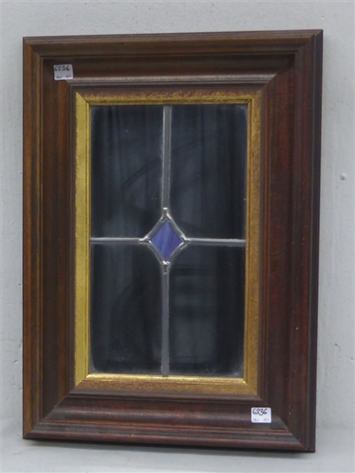 Spiegel mit Bleiverglasung, im Rahmen, Ende 20. Jh., 48x34 cm,