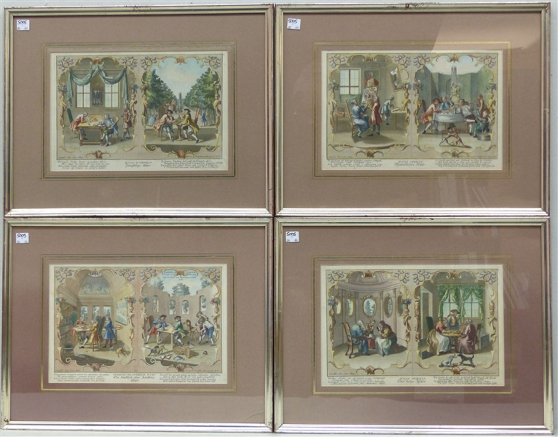 4 Kupferstiche von Martin Engelbrecht, Augsburg 18. Jh., Altersdarstellungen, "die Kindheit oder