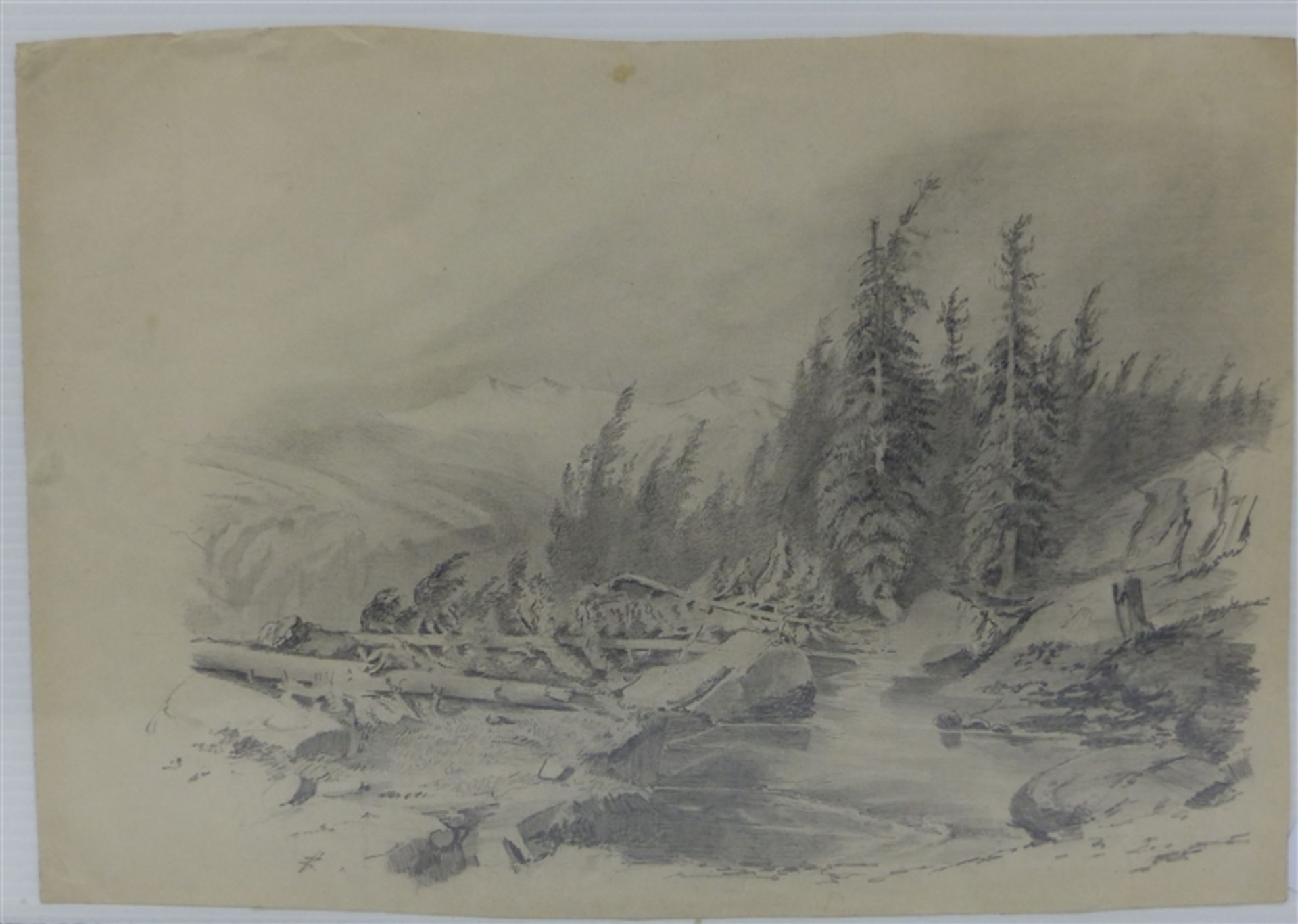 Kalckreuth, Eduard Stanislaus Graf von zugeschrieben, 1820-1894, "Bergige Landschaft mit