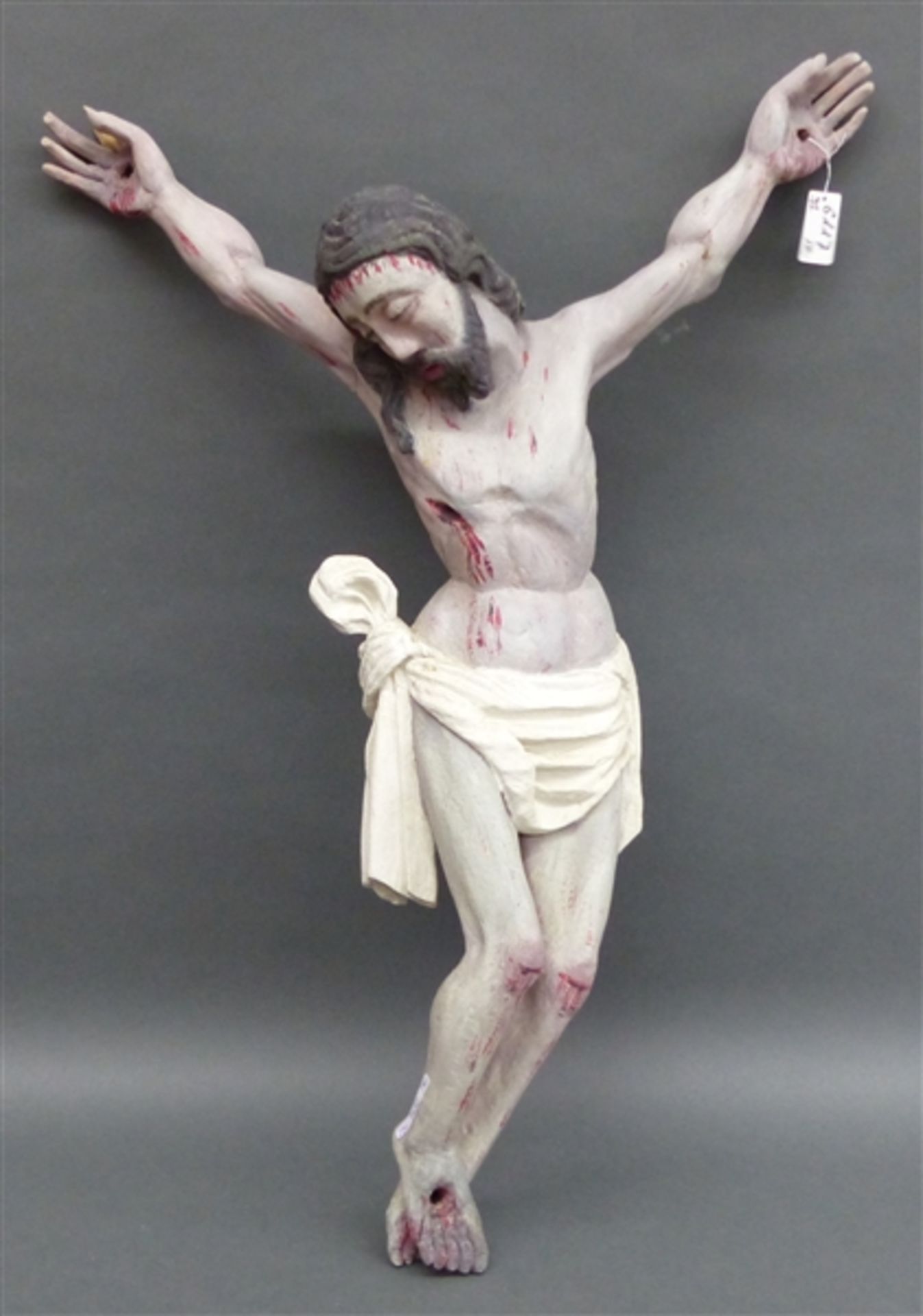Holzskulptur Kruzifix, 19. Jh., neu gefaßt, h 56 cm,