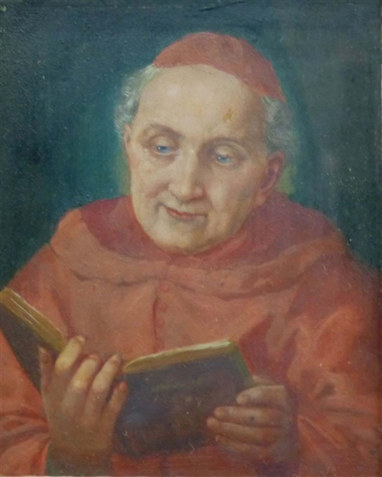 Deutsch, 19. Jh. Öl auf Holz, Kardinal beim lesen eines Buches, wohl Münchner Schule, 18x13,5 cm, im