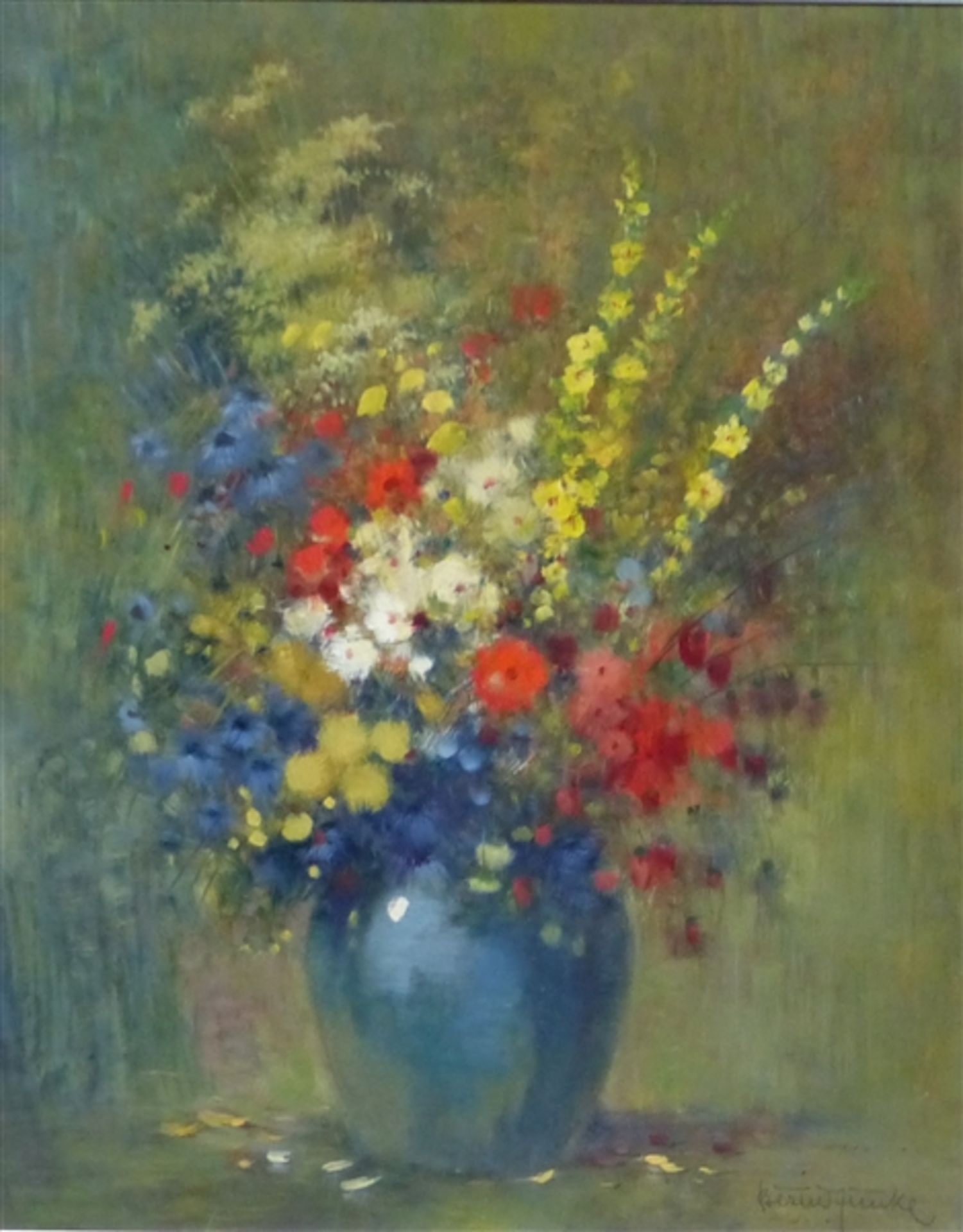Funke, Bernd Öl auf Holz, Wiesenblumen in der Vase, rechts unten signiert, 64x54 cm, im Rahmen,