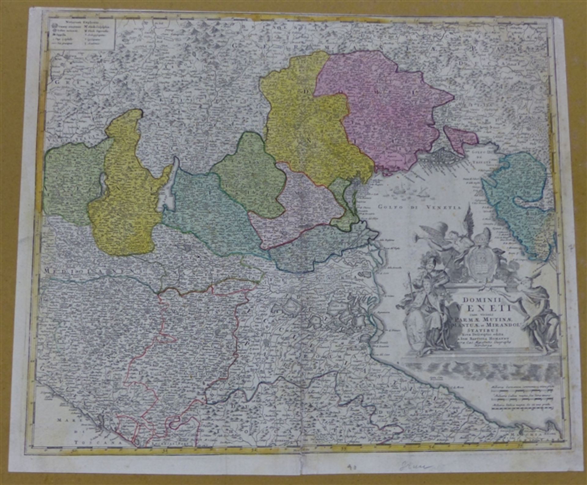 Kupferkarte, um 1800 von J.H. Homann, Nürnberg, Landkarte: "Domini Veneti", Golf von Venedig und