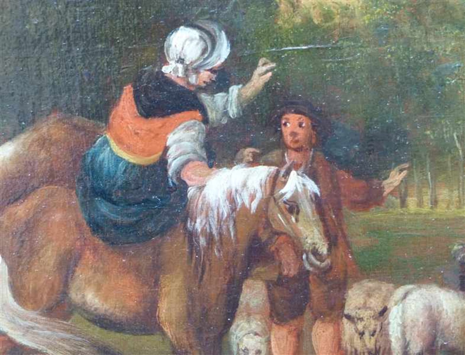Holland, 19. Jh.,Öl auf Holz, Tiere und Menschen an der Tränke, 26x33 cm, im Rahmen, - Bild 3 aus 4