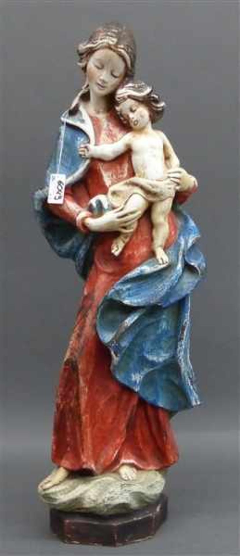 MasseskulpturMadonna mit Jesuskind, gefasst, neuzeitlich, h. 54 cm,
