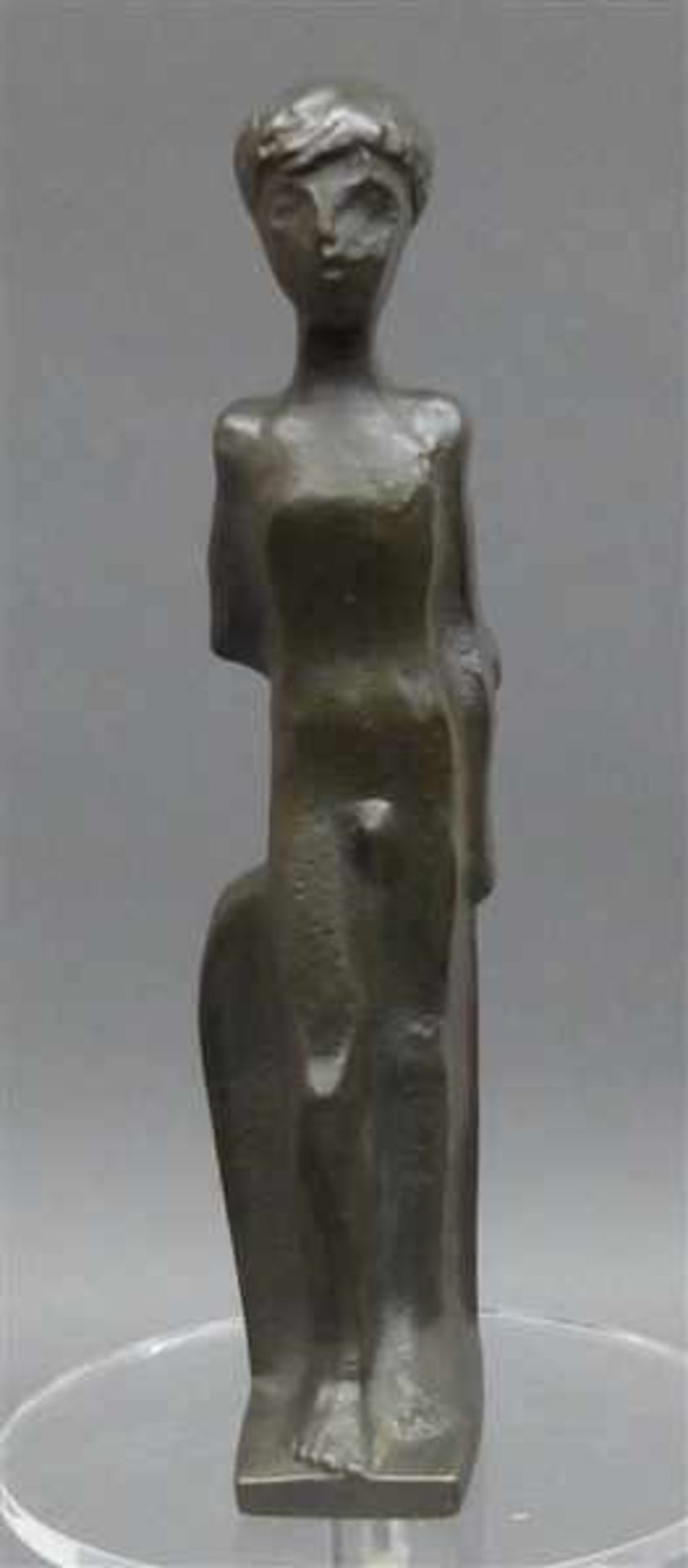 Bronzeskulpturstehende Dame, DSB, Jahresgabe 1959, h 17 cm,