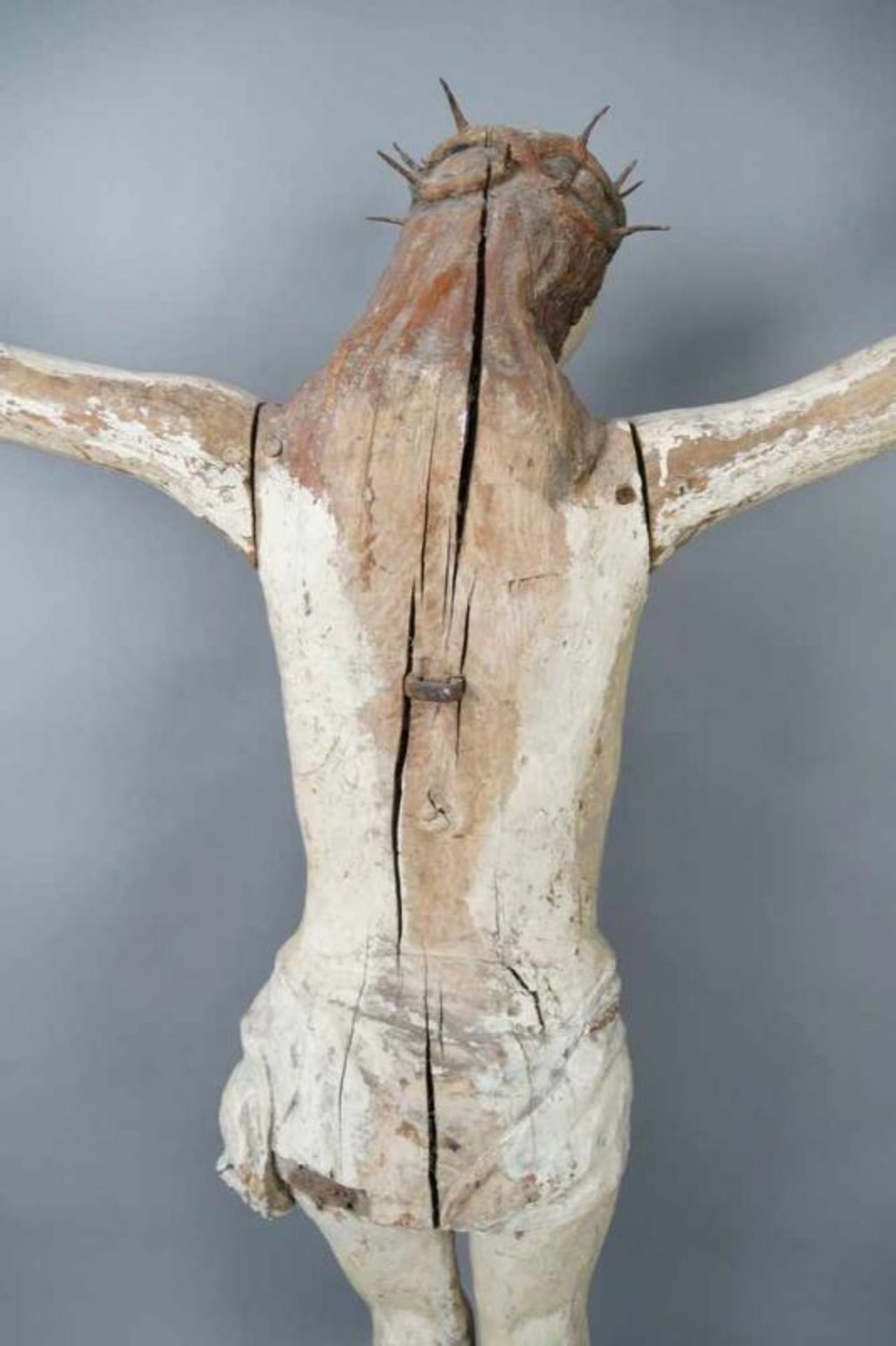 Korpus Christi, Eichenholz geschnitzt, Reste alter Fassung, Altersspuren, 16./17. JH, 152x143cm 24. - Bild 10 aus 10