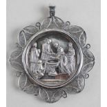 Biedermeier Tauftaler, Silber, fein gefasst, 19. JH, Durchmesser 9 cm, gepunzt 24.00 % buyer's