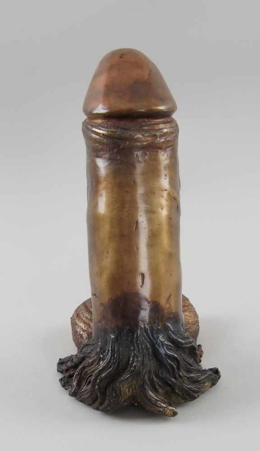 Phallus, Bronze, sehr naturalistisch ausgearbeitet, H 23cm - Bild 3 aus 4