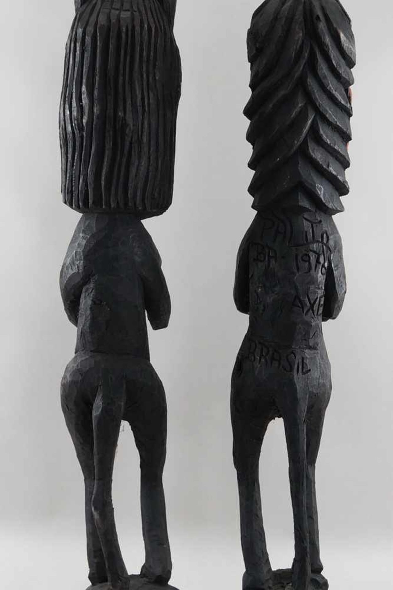 Paar Fruchtbarkeitsskulpturen / Ritualskulpturen, Holz geschnitzt,Umbanda/Quimbanda-Brasilien, H - Bild 6 aus 7