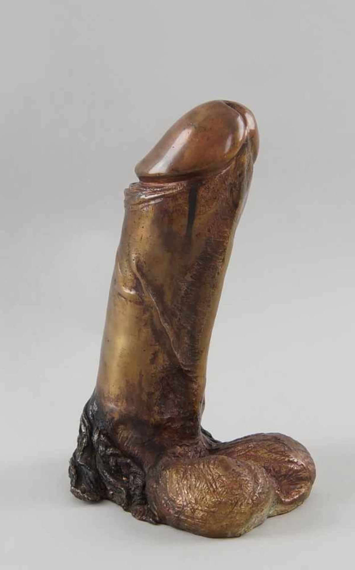 Phallus, Bronze, sehr naturalistisch ausgearbeitet, H 23cm